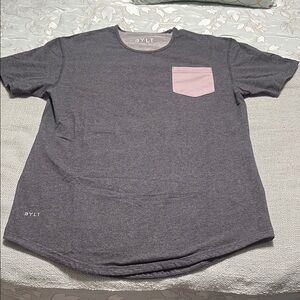 BYLT Basics Charcoal Tee with Light Pink Pocket